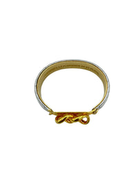 Mannelli Florence 24K Gold Plated Vintage Silver Leather Bangle Bracelet - 24 Wishes Vintage Jewelry