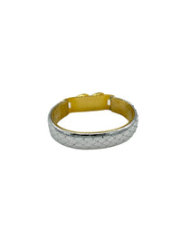 Mannelli Florence 24K Gold Plated Vintage Silver Leather Bangle Bracelet - 24 Wishes Vintage Jewelry