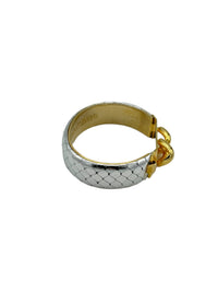 Mannelli Florence 24K Gold Plated Vintage Silver Leather Bangle Bracelet - 24 Wishes Vintage Jewelry