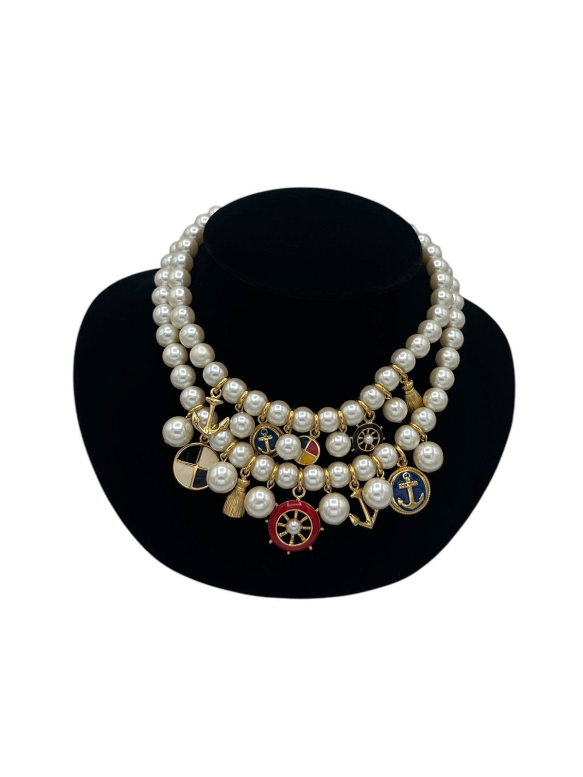 Marvella Double Strand Pearl Nautical Charm Necklace - 24 Wishes Vintage Jewelry