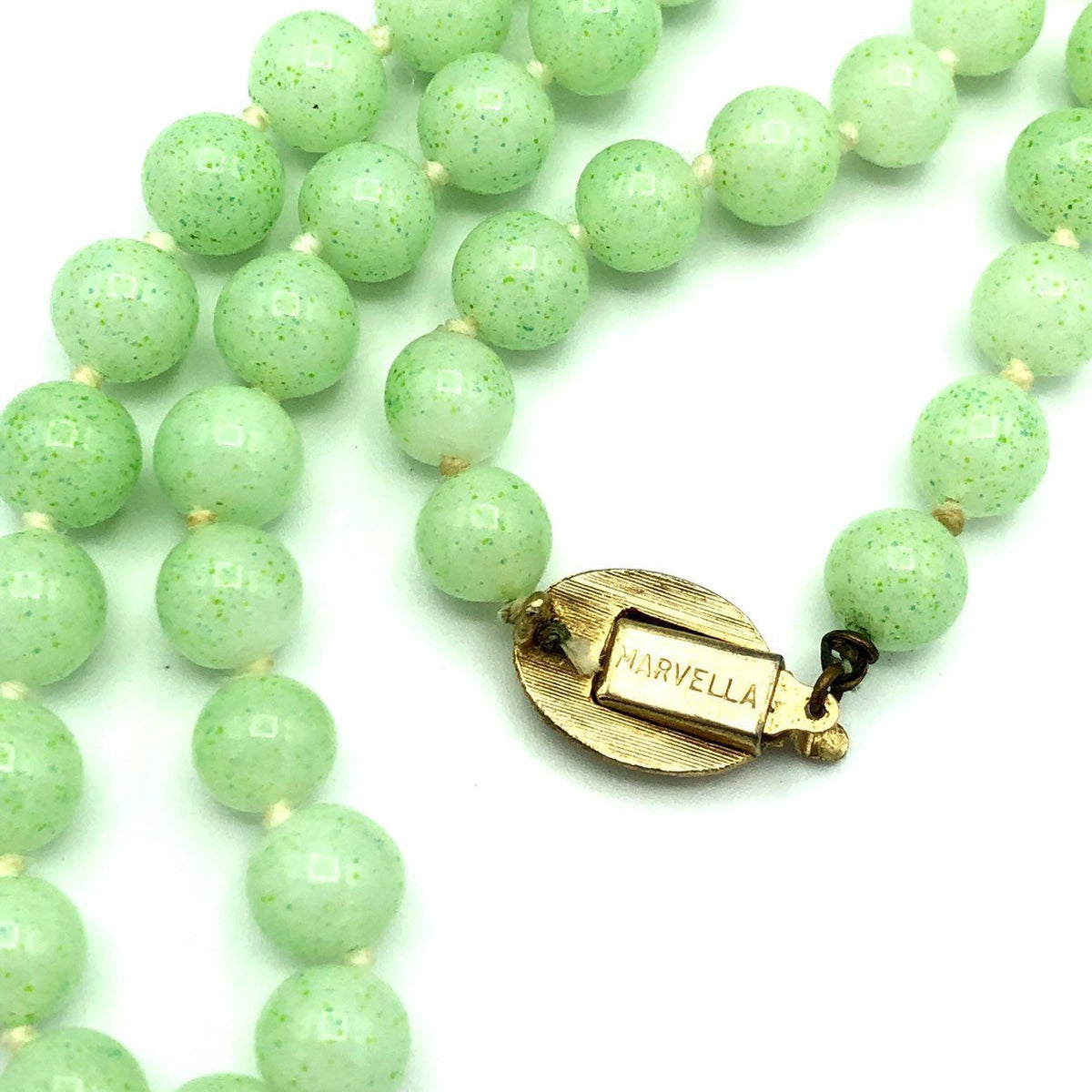 Marvella Faux Light Green Jade Bead Layering Necklace - 24 Wishes Vintage Jewelry