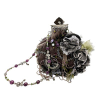 AccessoriesMary Frances Purple Velvet Floral Beaded Victorian Revival Handbag Vintage Purse