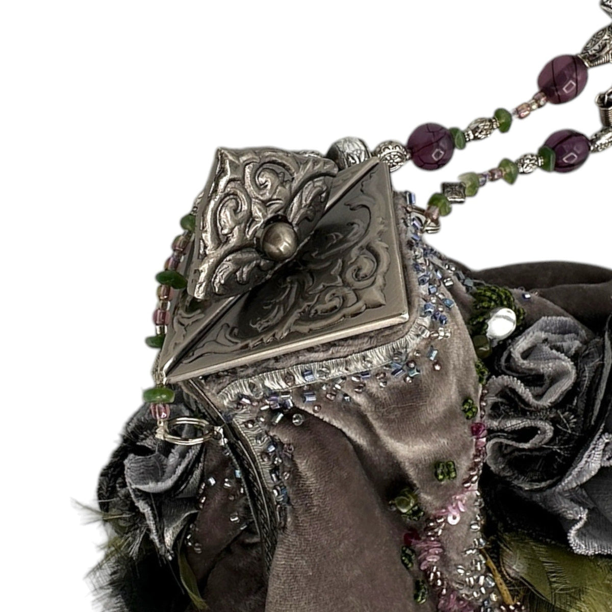 AccessoriesMary Frances Purple Velvet Floral Beaded Victorian Revival Handbag Vintage Purse