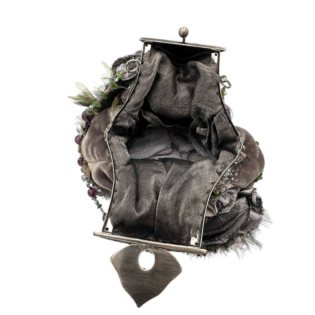AccessoriesMary Frances Purple Velvet Floral Beaded Victorian Revival Handbag Vintage Purse