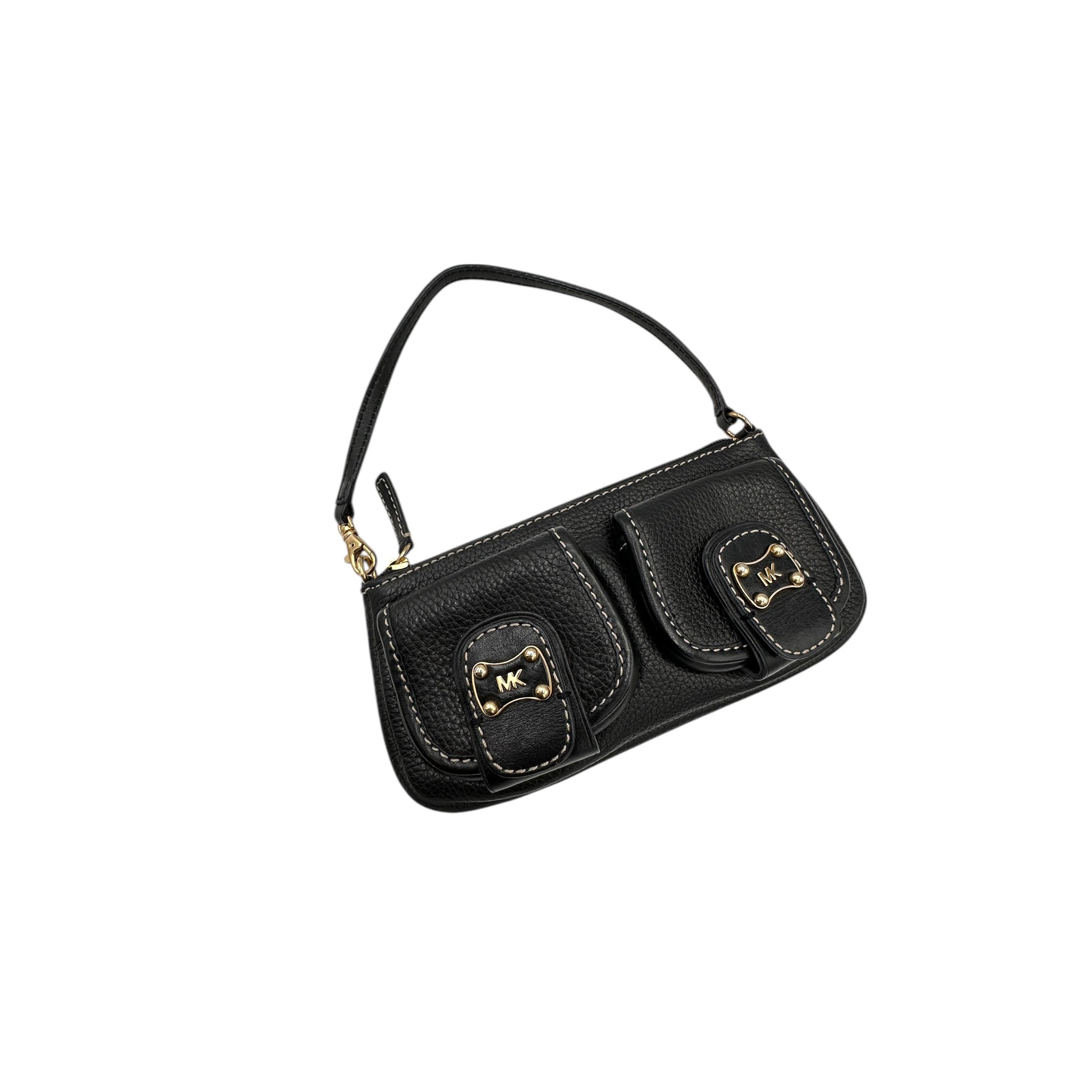 Michael Kors Black Leather Roadie Bag | Vintage Gold Hardware