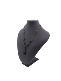 Miguel Ases Designer Black Teardrop Beaded Strand Layering Gold - Filled Necklace - 24 Wishes Vintage Jewelry