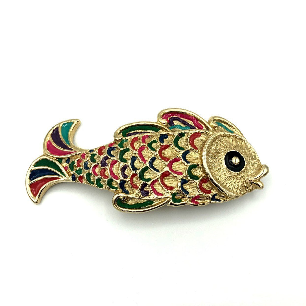 Mimi Di N Vintage Enamel Koi Fish Belt Buckle - 24 Wishes Vintage Jewelry