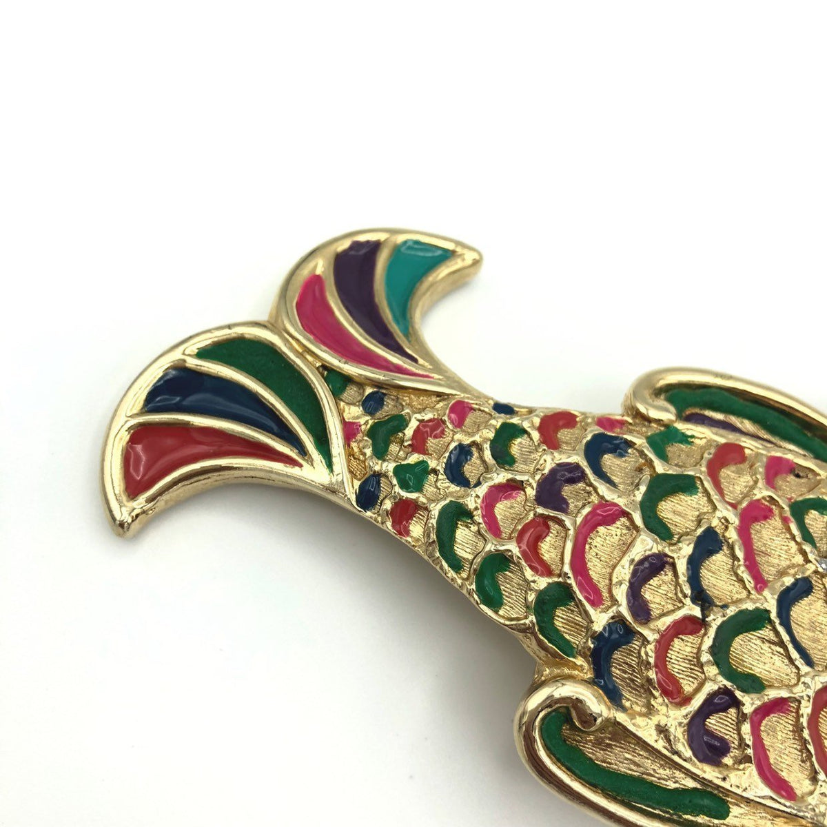 Mimi Di N Vintage Enamel Koi Fish Belt Buckle - 24 Wishes Vintage Jewelry