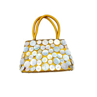 AccessoriesMini Gold Satin White Button Top Handle Handbag