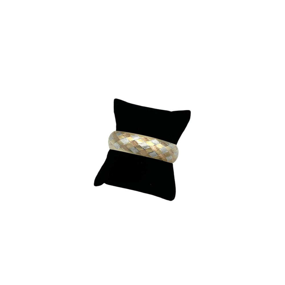 BraceletsMixed Metals Sterling Silver Quilted Basket Weave Bangle Bracelet
