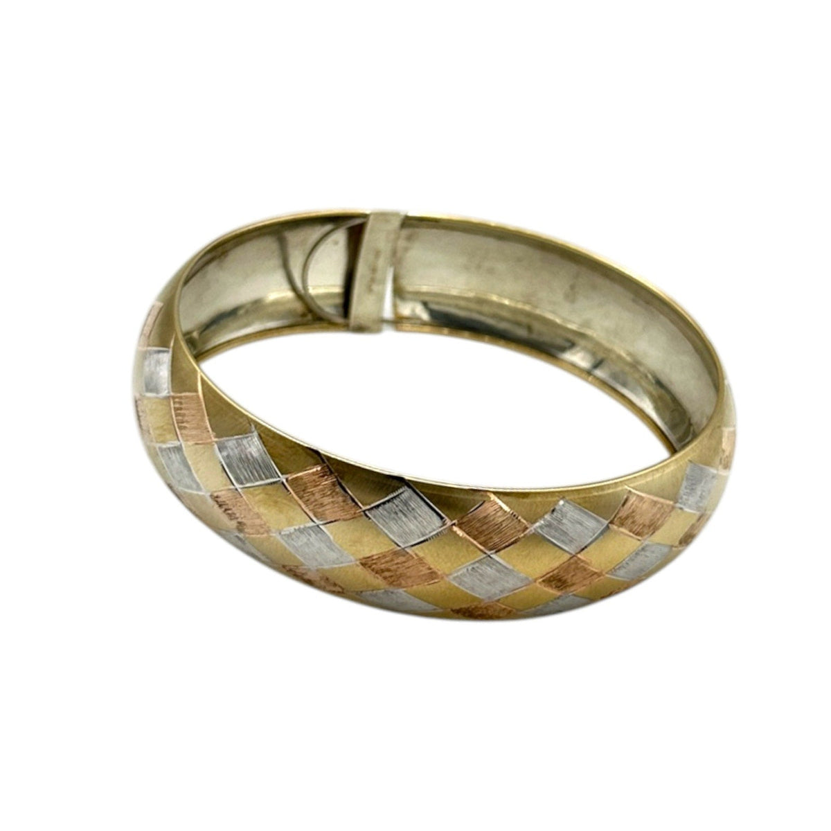 BraceletsMixed Metals Sterling Silver Quilted Basket Weave Bangle Bracelet