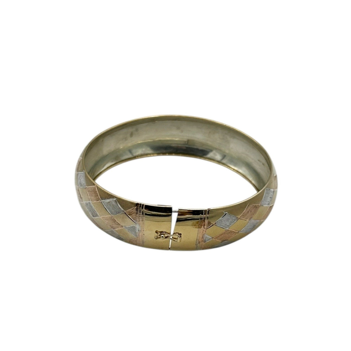 BraceletsMixed Metals Sterling Silver Quilted Basket Weave Bangle Bracelet