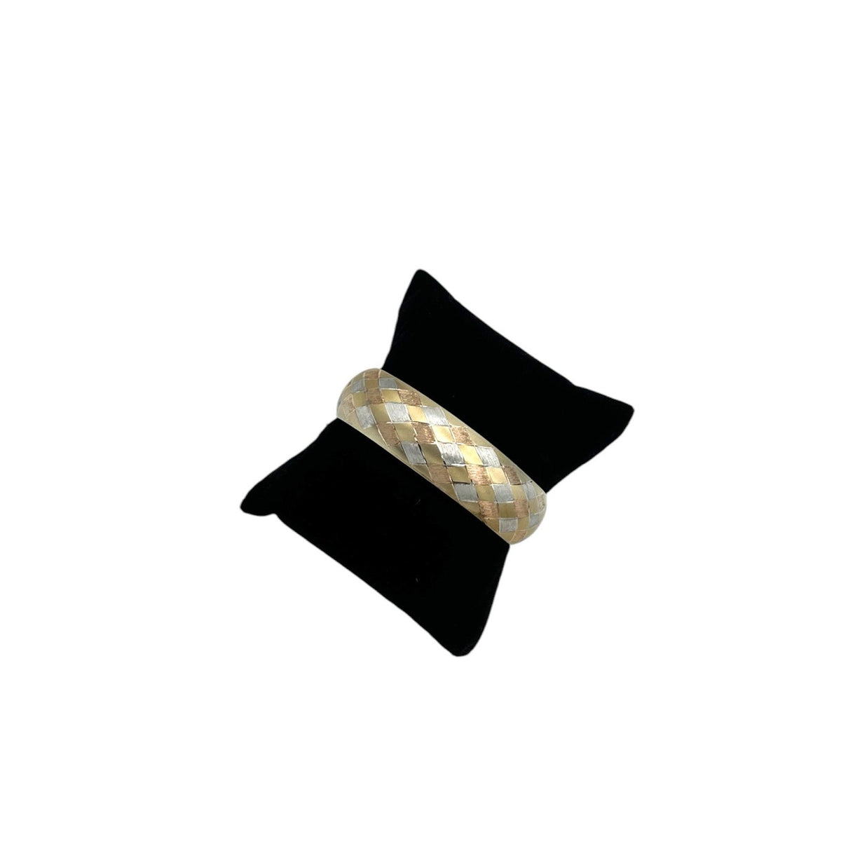 BraceletsMixed Metals Sterling Silver Quilted Basket Weave Bangle Bracelet