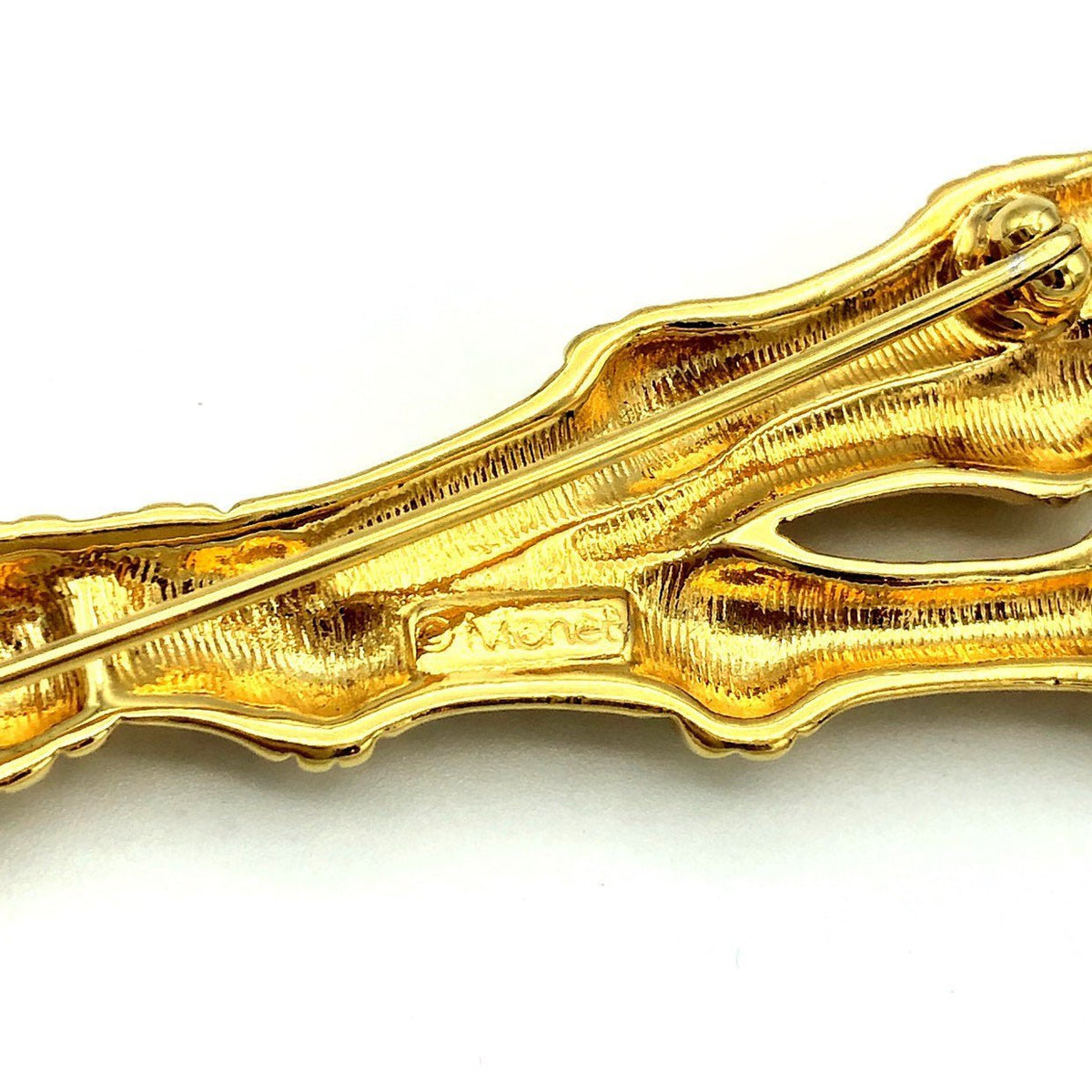 Monet Classic Gold Bamboo Vintage Bar Brooch - 24 Wishes Vintage Jewelry