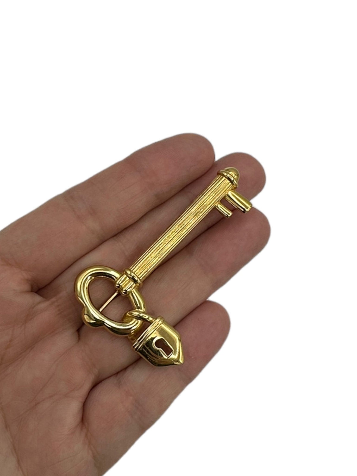 Monet Classic Gold Lock & Key Brooch - 24 Wishes Vintage Jewelry