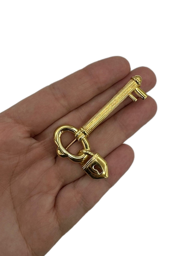 Monet Classic Gold Lock & Key Brooch - 24 Wishes Vintage Jewelry