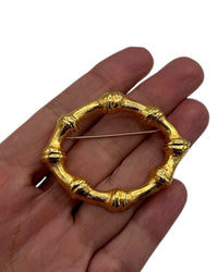 Monet Gold Bamboo Circle Vintage Classic Brooch Pin Brooches & Pins 24 Wishes Vintage Jewelry