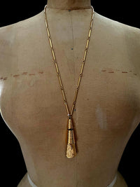 Monet Gold Chain Modernist Tassel Pendant - 24 Wishes Vintage Jewelry