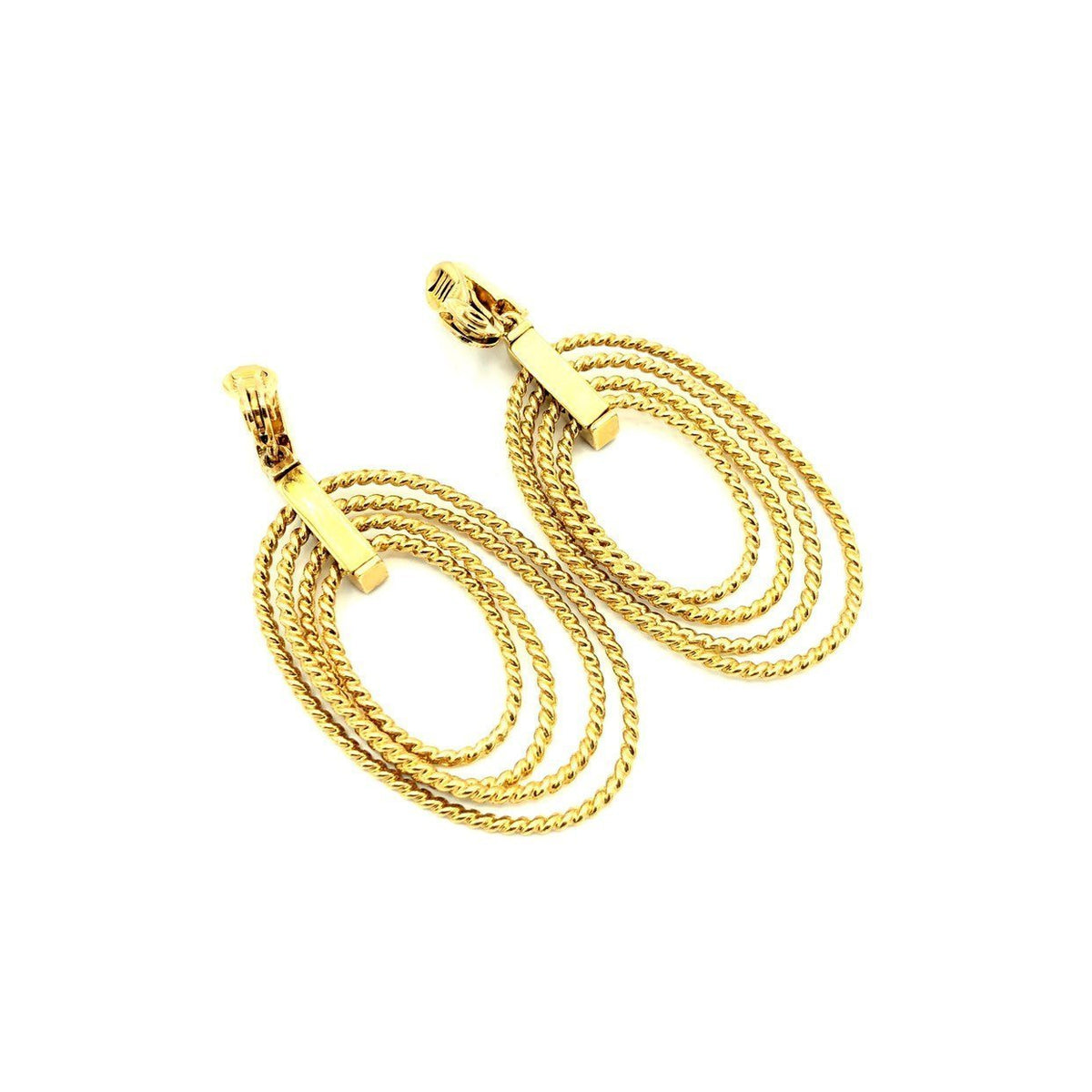 Monet Gold Circle Hoop Vintage Clip - on Earrings - 24 Wishes Vintage Jewelry