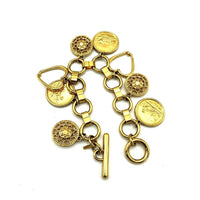 Monet Gold Coin Medallion Vintage Charm Bracelet - 24 Wishes Vintage Jewelry