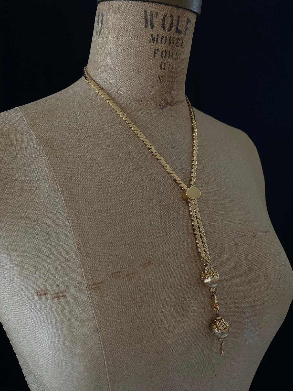 Monet Gold Slide Lariat Layering Chain Necklace 24 Wishes