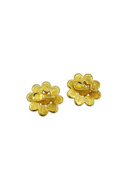 Monet Pearl Flower Clip - On Gold Earrings - 24 Wishes Vintage Jewelry