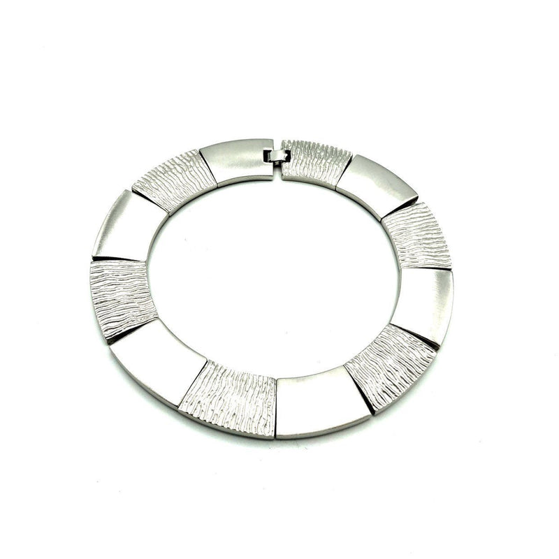 Monet Silver Modernist Vintage Collar Necklace - 24 Wishes Vintage Jewelry