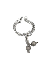 Monet Silver Stacking Chain Slide Bracelet with Textured Ball Drops Bracelets 24 Wishes Vintage Jewelry