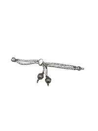 Monet Silver Stacking Chain Slide Bracelet with Textured Ball Drops Bracelets 24 Wishes Vintage Jewelry