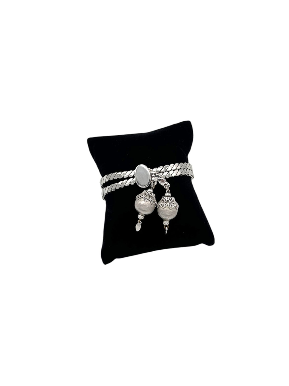 Monet Silver Stacking Chain Slide Bracelet with Textured Ball Drops Bracelets 24 Wishes Vintage Jewelry