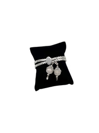 Monet Silver Stacking Chain Slide Bracelet with Textured Ball Drops Bracelets 24 Wishes Vintage Jewelry