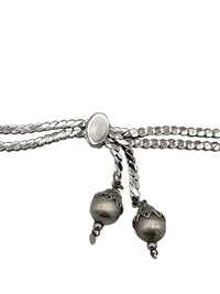 Monet Silver Stacking Chain Slide Bracelet with Textured Ball Drops Bracelets 24 Wishes Vintage Jewelry