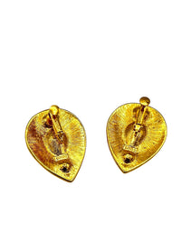 Napier Byzantium Jewel Color Rhinestone Gold Teardrop Clip - on Earrings - 24 Wishes Vintage Jewelry