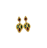 Napier Byzantium Statement Jewel Color Rhinestone Dangle Clip - on Earrings - 24 Wishes Vintage Jewelry