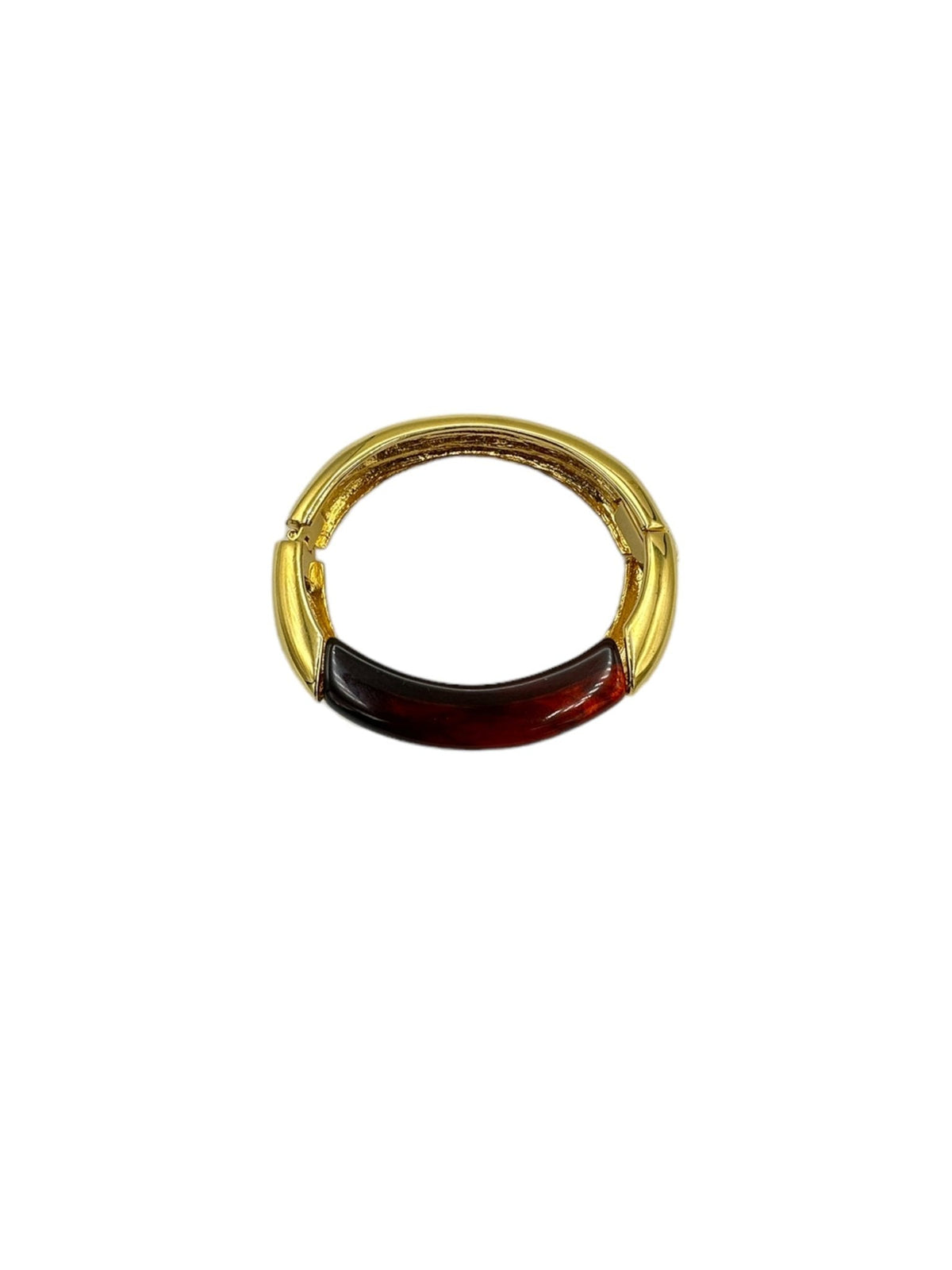 Napier Chunky Tortoise Shell Lucite Gold Vintage Bangle Bracelet - 24 Wishes Vintage Jewelry