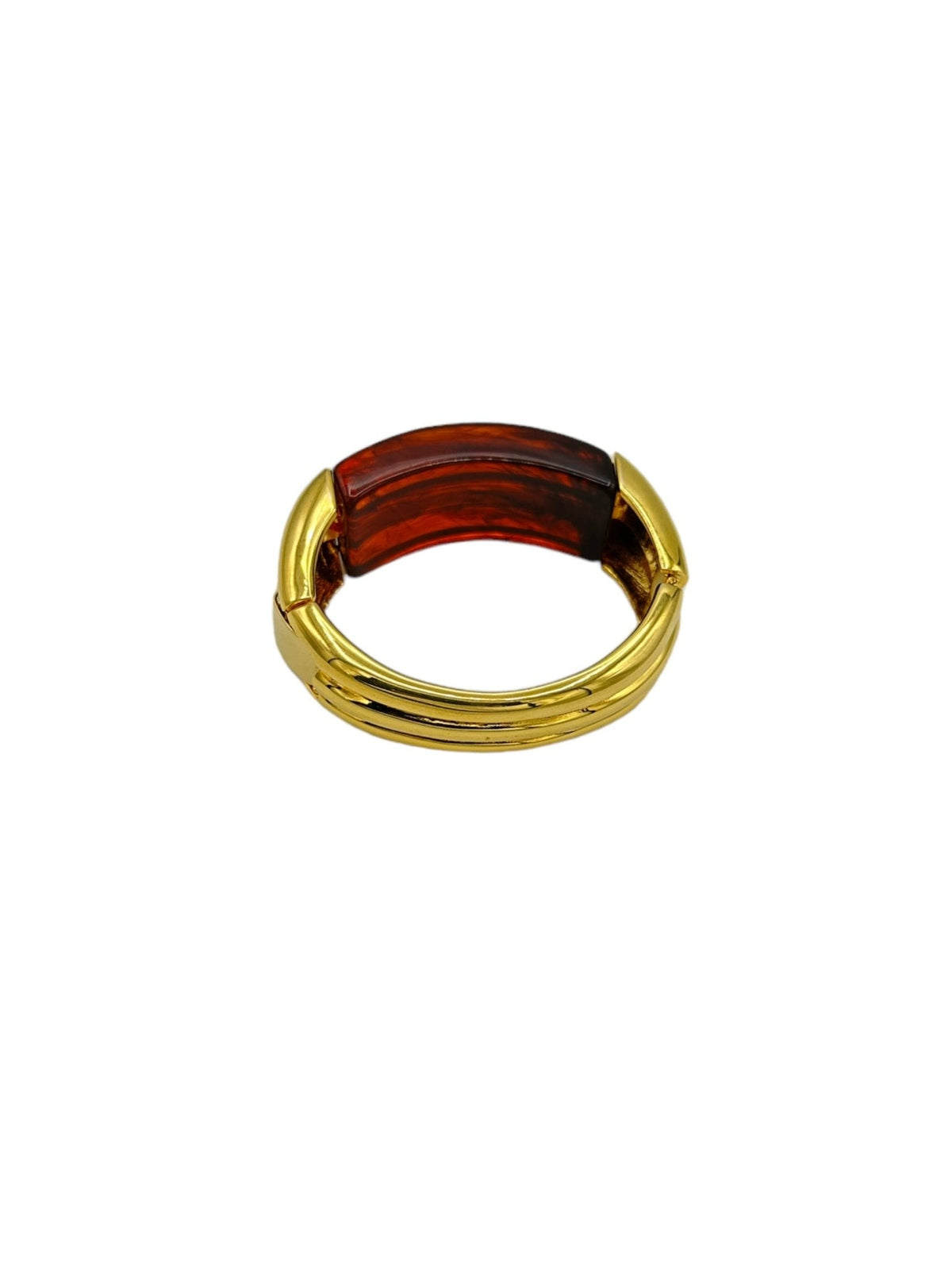 Napier Chunky Tortoise Shell Lucite Gold Vintage Bangle Bracelet - 24 Wishes Vintage Jewelry