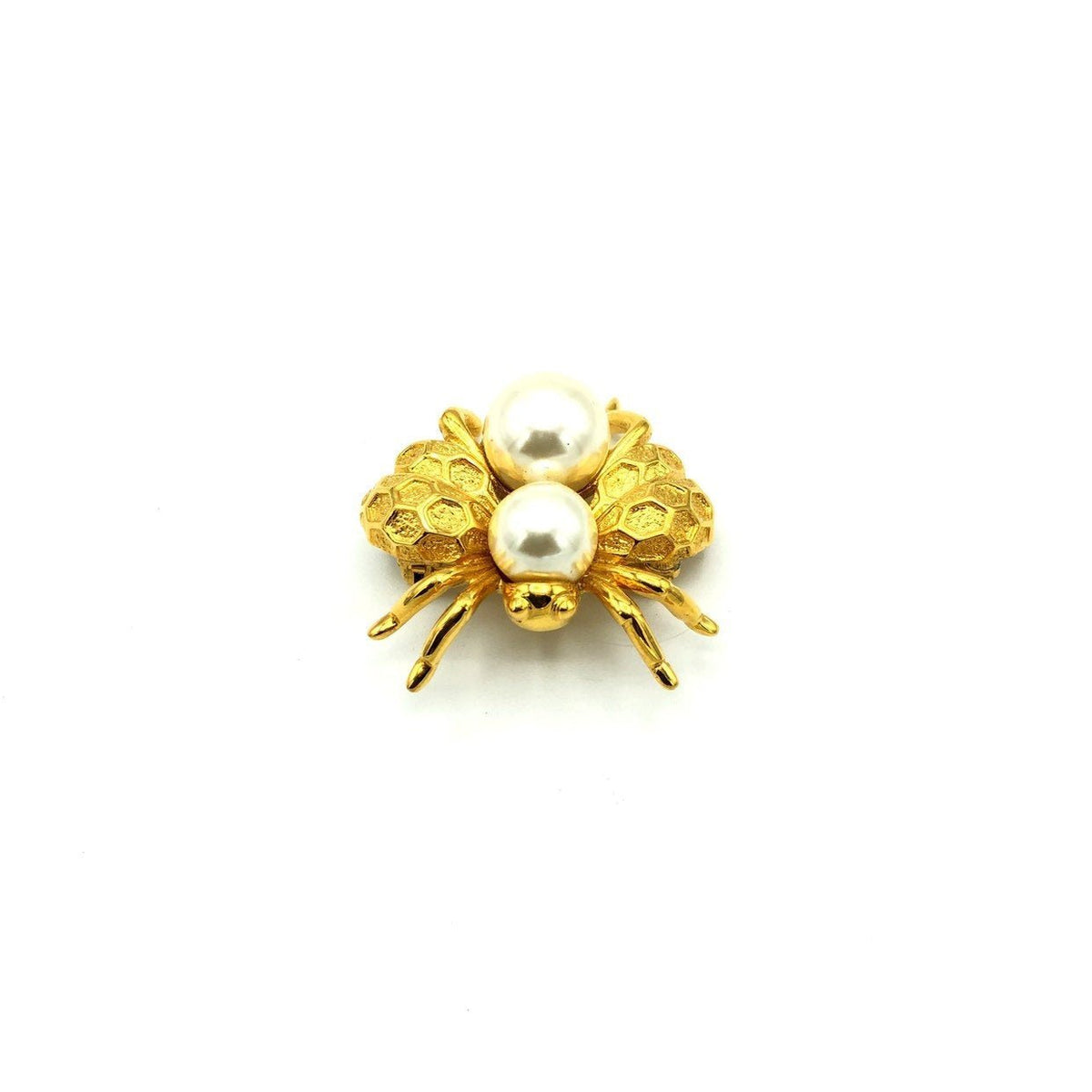 Napier Gold Bee Pearl Brooch - 24 Wishes Vintage Jewelry