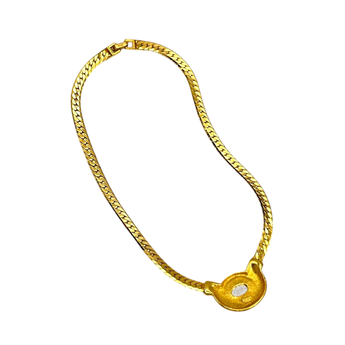 Napier Gold Curb Chain Necklace with Red Oval Cabochon Vintage Pendant 24 Wishes Vintage Jewelry