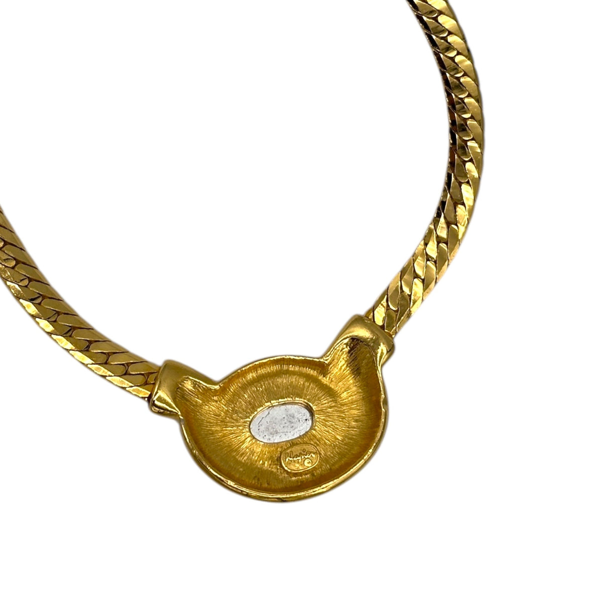 Napier Gold Curb Chain Necklace with Red Oval Cabochon Vintage Pendant 24 Wishes Vintage Jewelry