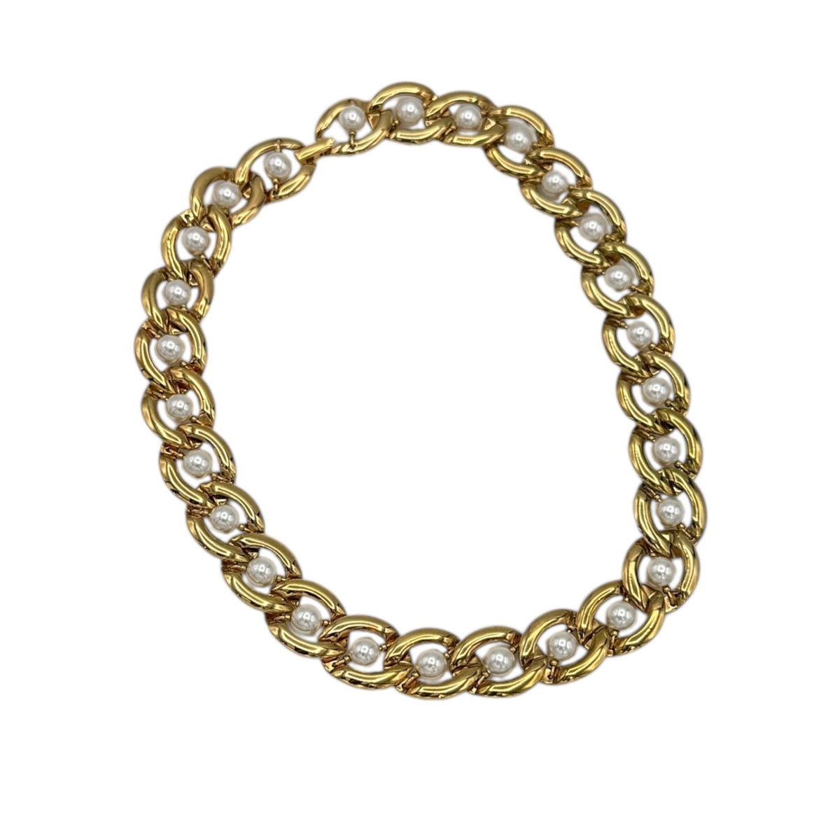 Napier Gold Curb Chain Pearl Necklace Vintage Statement Choker Necklaces & Pendants 24 Wishes Vintage Jewelry