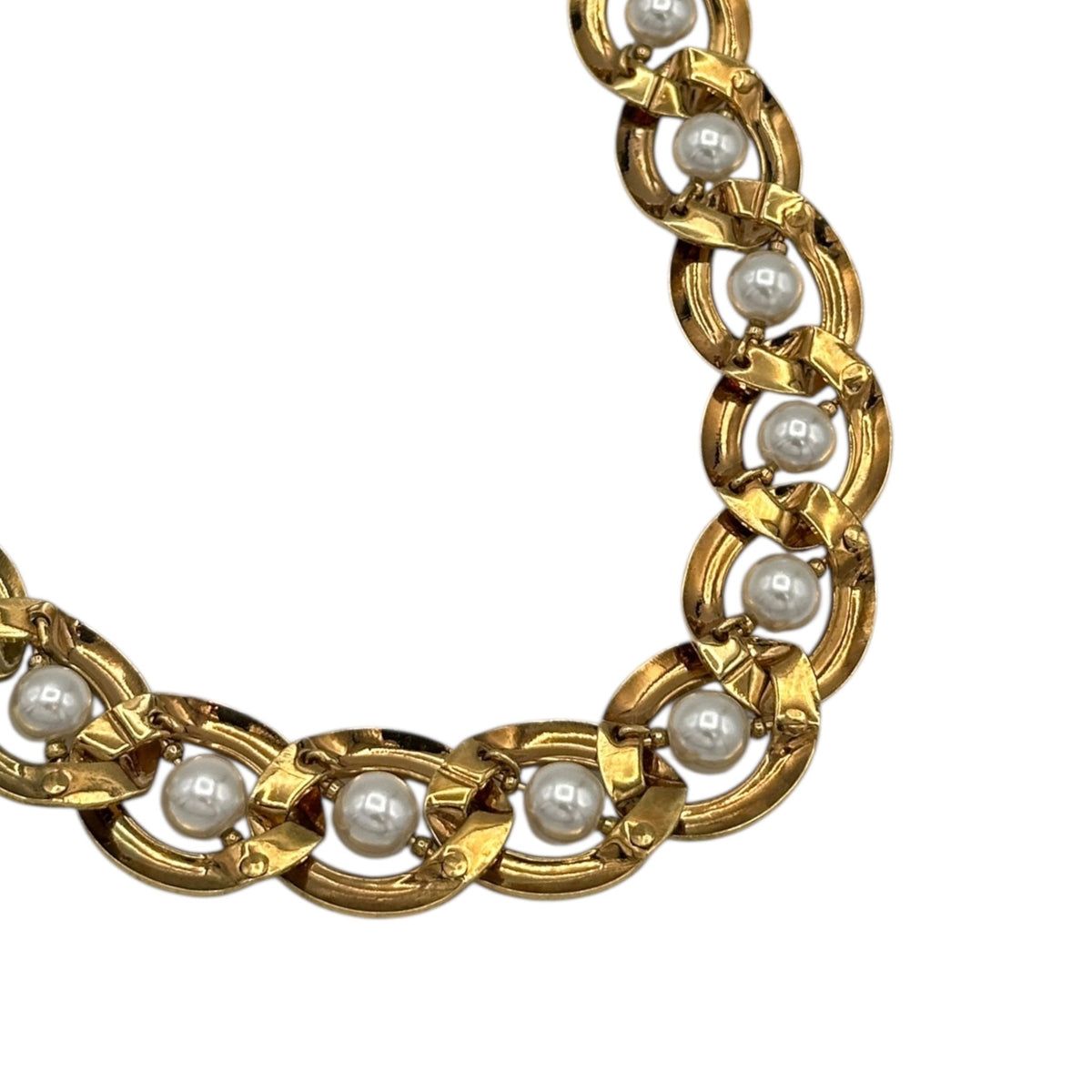 Napier Gold Curb Chain Pearl Necklace Vintage Statement Choker Necklaces & Pendants 24 Wishes Vintage Jewelry