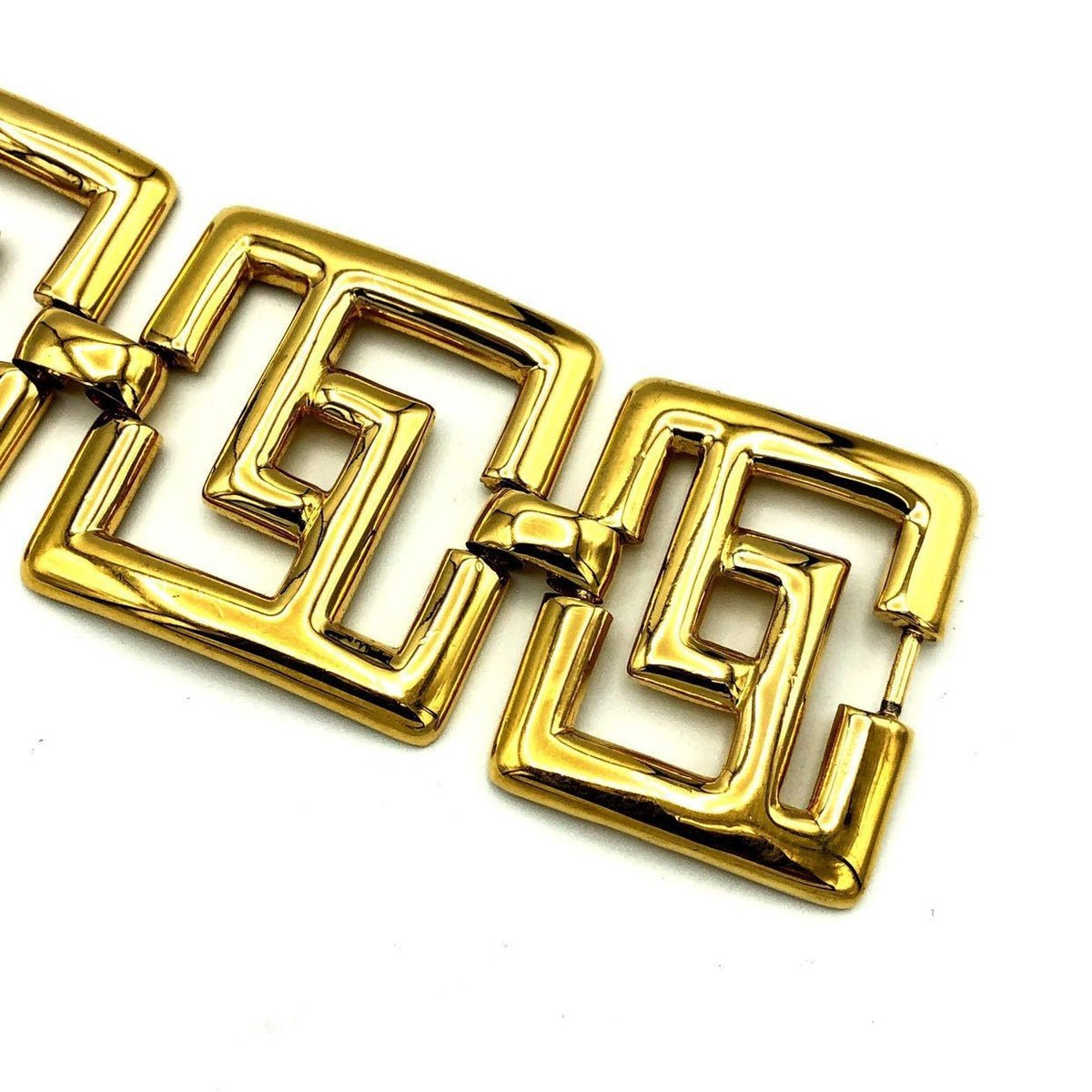 Napier Gold Geometric Labyrinth Square Link Panel Vintage Bracelet - 24 Wishes Vintage Jewelry