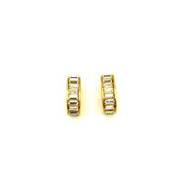 Napier Gold Rhinestone Chunky Hoop Vintage Clip - on Earrings - 24 Wishes Vintage Jewelry