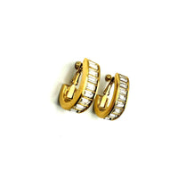 Napier Gold Rhinestone Chunky Hoop Vintage Clip - on Earrings - 24 Wishes Vintage Jewelry