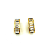 Napier Gold Rhinestone Chunky Hoop Vintage Clip - on Earrings - 24 Wishes Vintage Jewelry