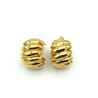 Napier Gold Scallop Chunky Hoop Vintage Clip - On Earrings - 24 Wishes Vintage Jewelry