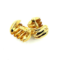 Napier Gold Scallop Chunky Hoop Vintage Clip - On Earrings - 24 Wishes Vintage Jewelry