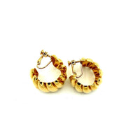 Napier Gold Scallop Chunky Hoop Vintage Clip - On Earrings - 24 Wishes Vintage Jewelry