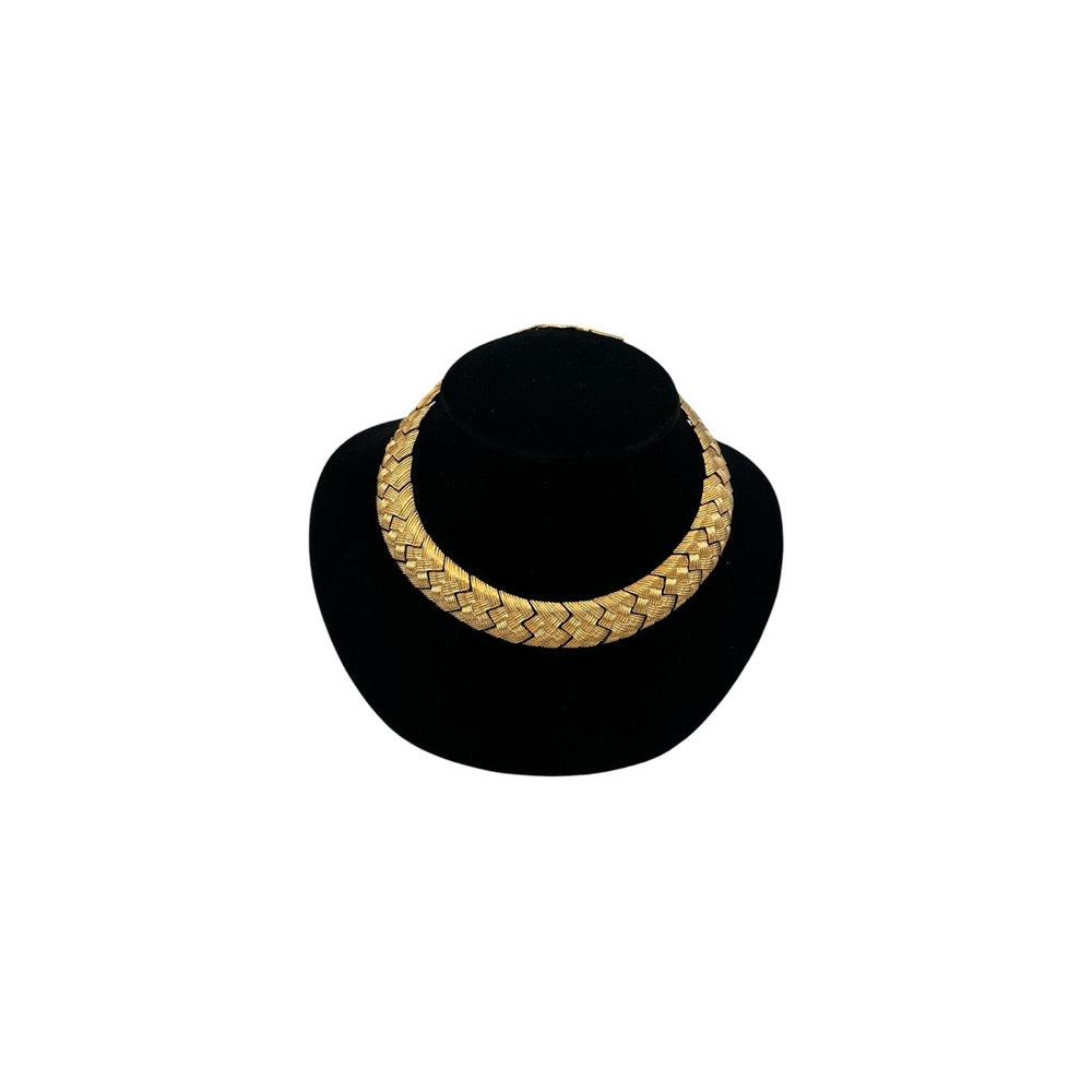 Napier Gold Textured Basket Weave Link Classic Chain Necklace