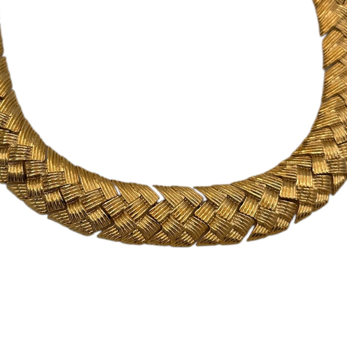Napier Gold Textured Basket Weave Link Classic Chain Necklace